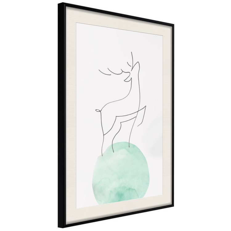 Wall Poster Courage - abstract line art of a deer standing on a turquoise moon 131850 additionalImage 2