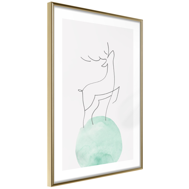 Wall Poster Courage - abstract line art of a deer standing on a turquoise moon 131850 additionalImage 9