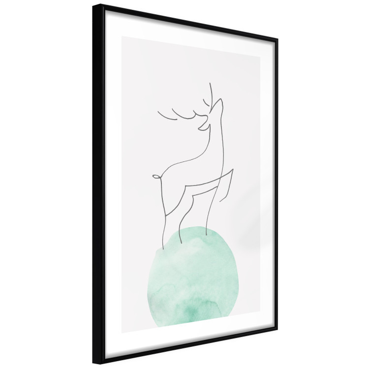 Wall Poster Courage - abstract line art of a deer standing on a turquoise moon 131850 additionalImage 8