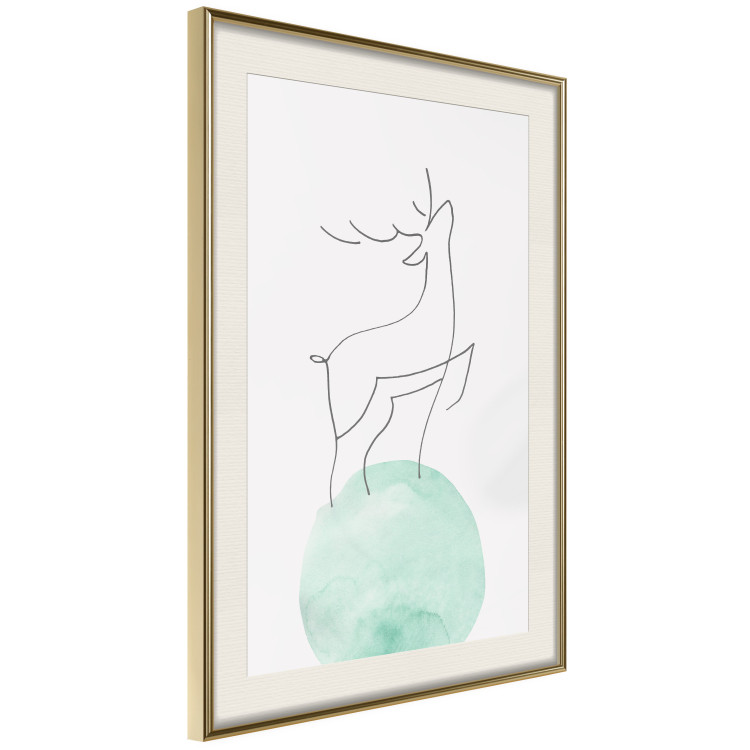 Wall Poster Courage - abstract line art of a deer standing on a turquoise moon 131850 additionalImage 3