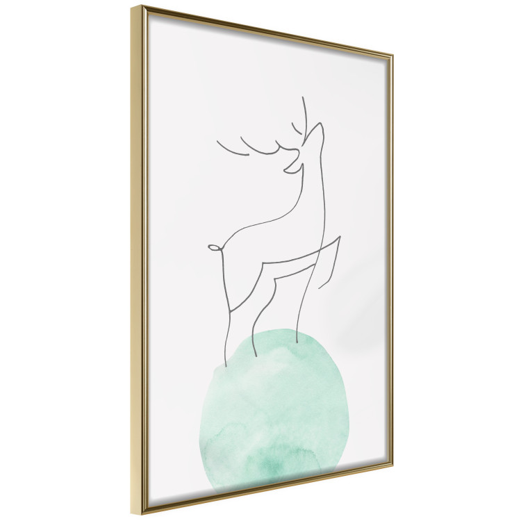 Wall Poster Courage - abstract line art of a deer standing on a turquoise moon 131850 additionalImage 14