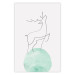 Wall Poster Courage - abstract line art of a deer standing on a turquoise moon 131850
