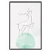 Wall Poster Courage - abstract line art of a deer standing on a turquoise moon 131850 additionalThumb 18