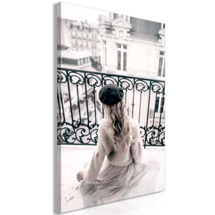 Canvas Print May Dream (1-piece) Vertical - woman on a balcony in Paris 132250 additionalImage 2