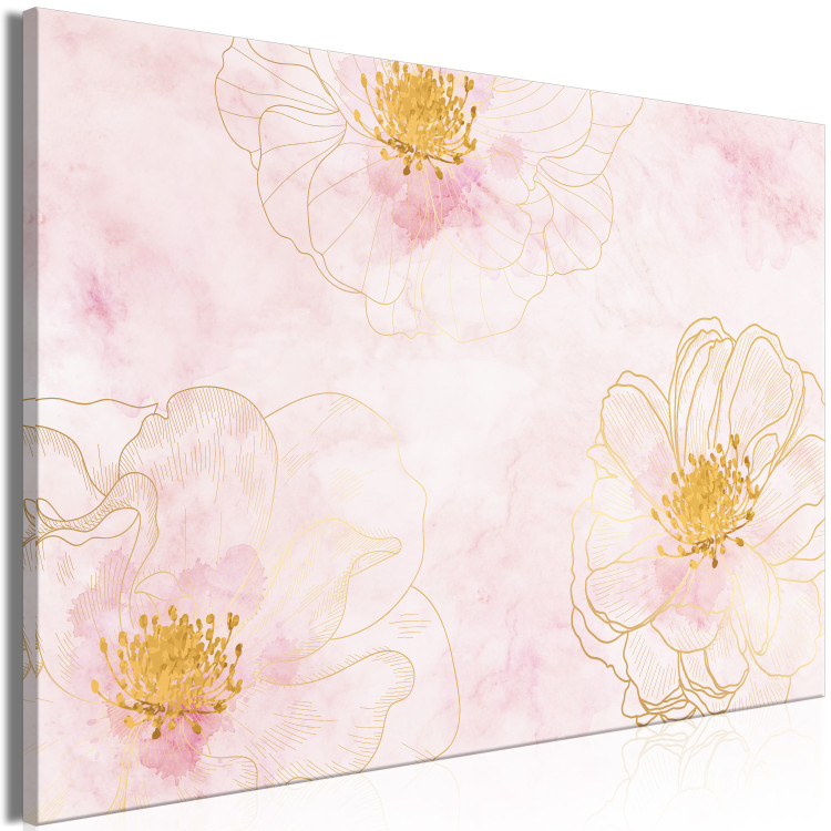 Canvas Art Print Flowering - Abstraction with flowers on a pink background 135450 additionalImage 2