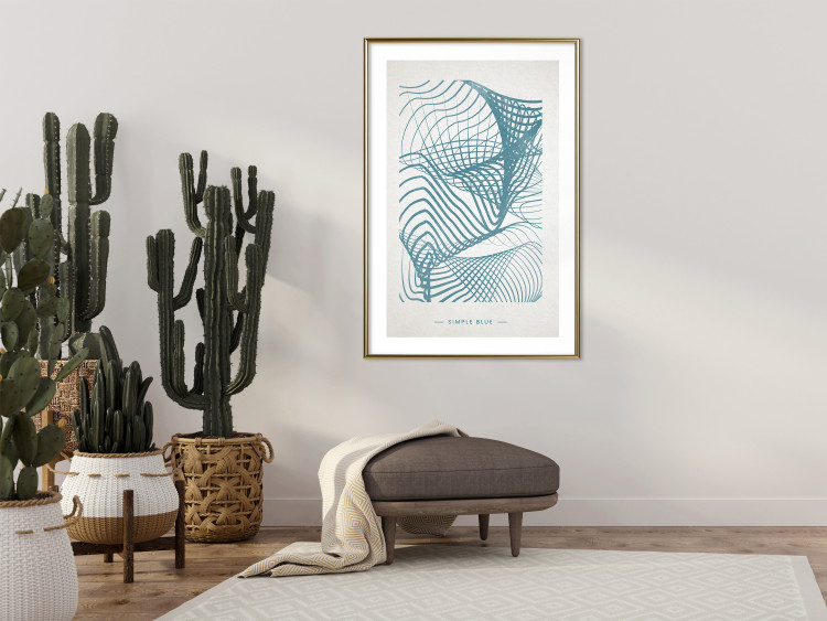 Poster Simply Blue - abstract geometric waves and English texts 135650 additionalImage 2