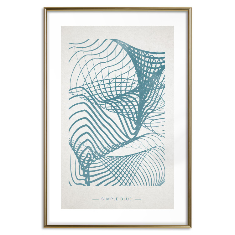 Poster Simply Blue - abstract geometric waves and English texts 135650 additionalImage 18