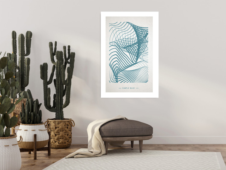 Poster Simply Blue - abstract geometric waves and English texts 135650 additionalImage 5