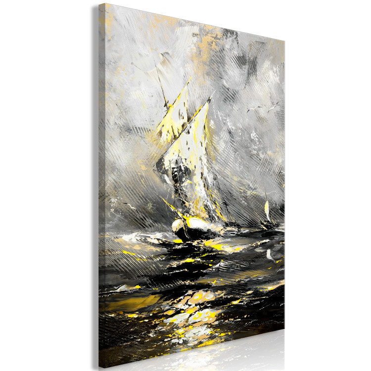 Canvas Art Print Ship in the Storm (1-piece) Vertical - ship landscape amid waves 135950 additionalImage 2