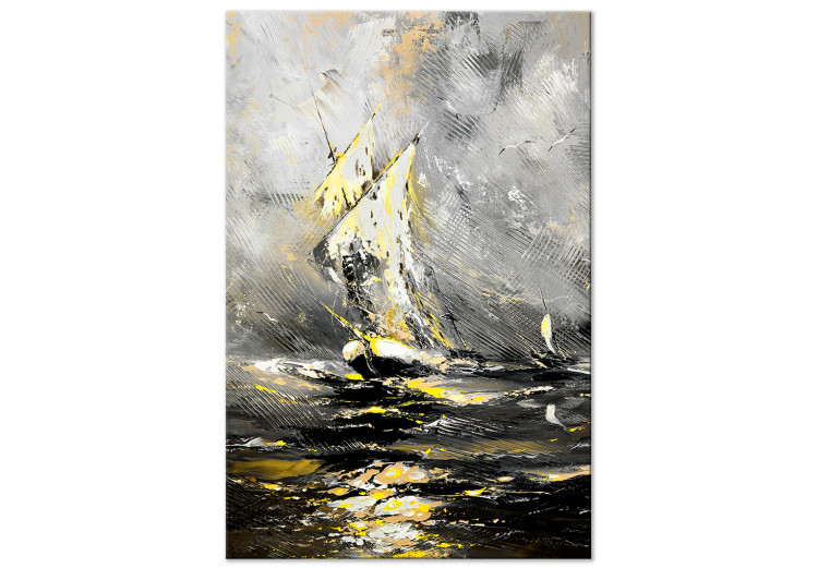 Canvas Art Print Ship in the Storm (1-piece) Vertical - ship landscape amid waves 135950