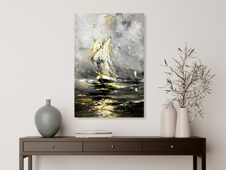 Canvas Art Print Ship in the Storm (1-piece) Vertical - ship landscape amid waves 135950 additionalImage 3