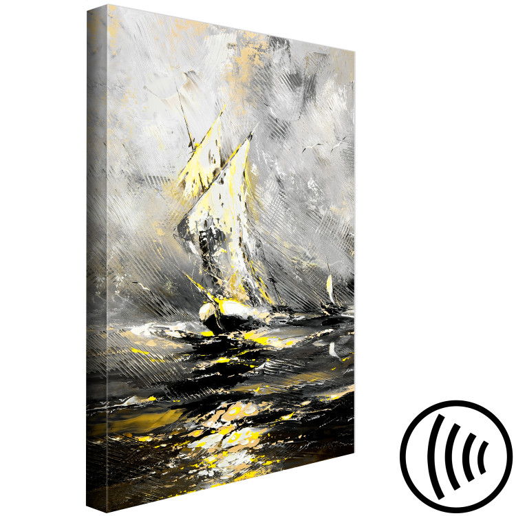 Canvas Art Print Ship in the Storm (1-piece) Vertical - ship landscape amid waves 135950 additionalImage 6