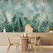 Wall Mural Minimalist nature - ferns with golden patterns on a cool background 138450 additionalThumb 6