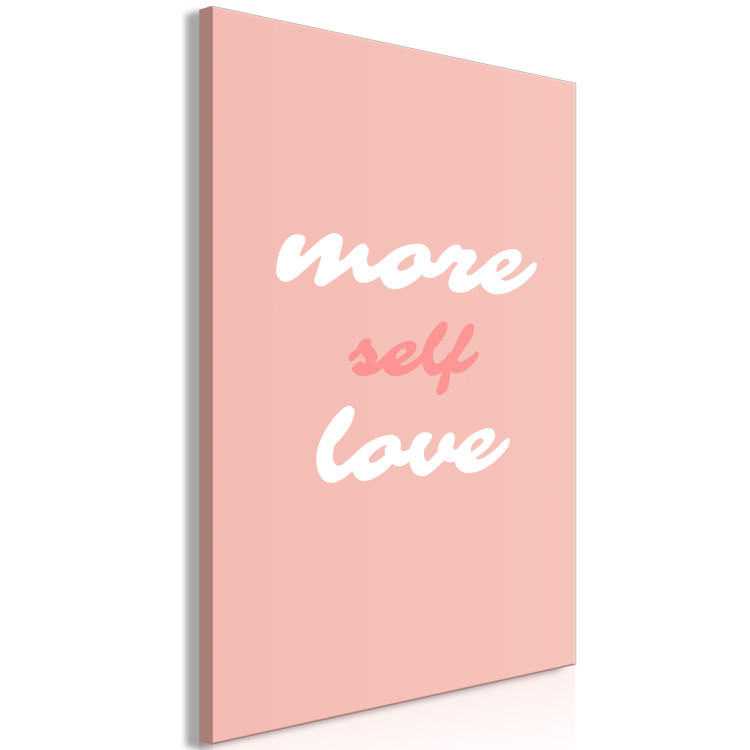 Canvas Art Print More Self Love (1-piece) Vertical - pink background with love texts 138850 additionalImage 2