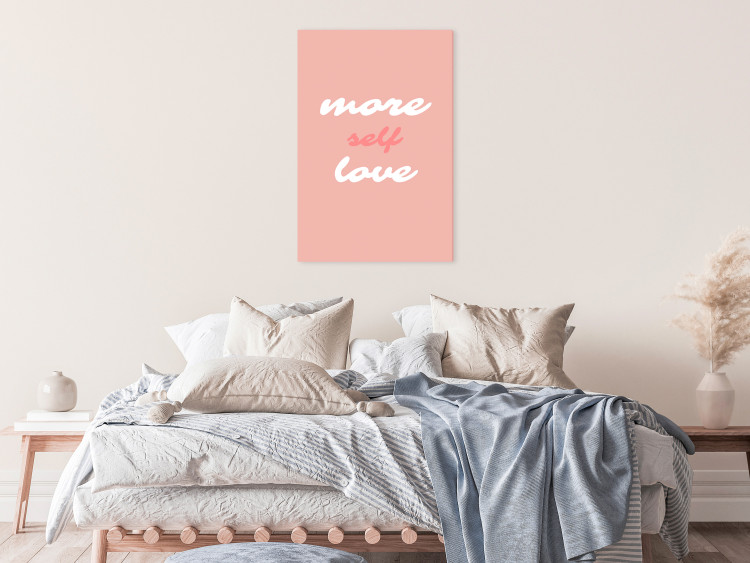 Canvas Art Print More Self Love (1-piece) Vertical - pink background with love texts 138850 additionalImage 3