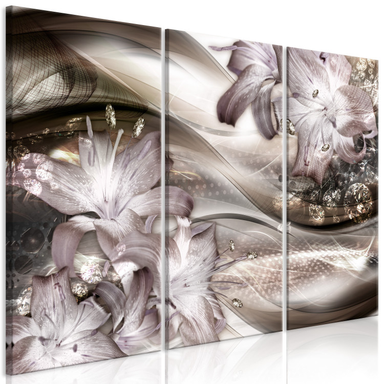 Canvas Print Lilac Composition (3-piece) - abstract with botanical motif 142250 additionalImage 2