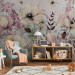 Photo Wallpaper Enchanted meadow - landscape with a motif of flowers and butterflies on a light background 143450 additionalThumb 8
