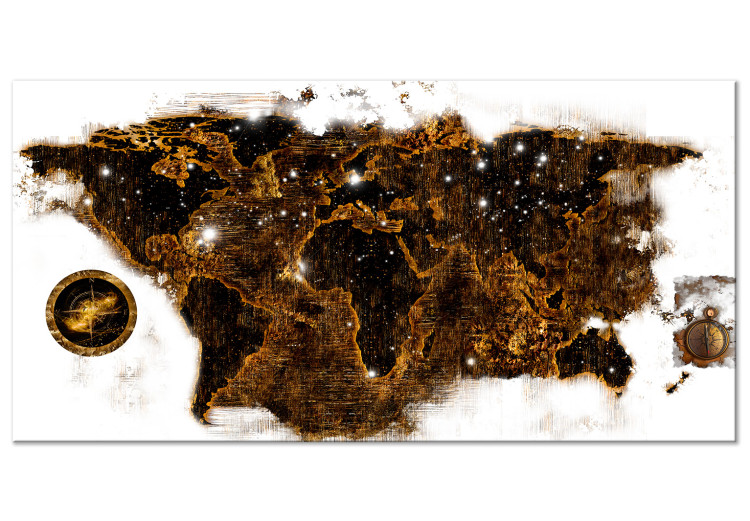 Canvas Print Abstract World Map (1-piece) - oceans and continents in brown 144050