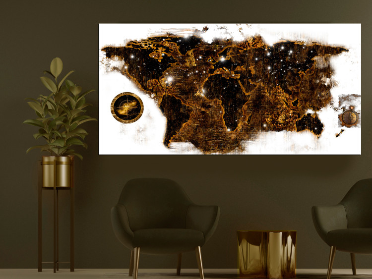 Canvas Print Abstract World Map (1-piece) - oceans and continents in brown 144050 additionalImage 3