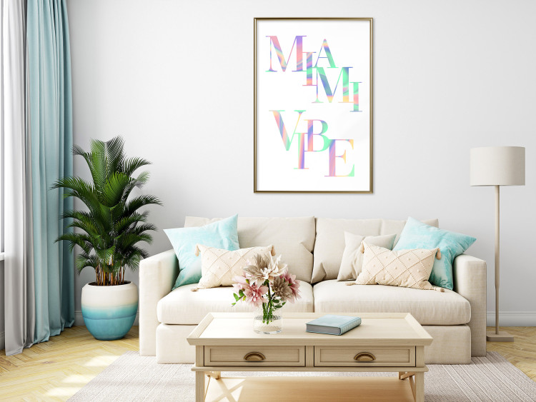 Wall Poster Miami Vibe - Holographic Lettering in Pastel-Rainbow Colors 144350 additionalImage 15