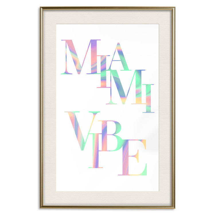 Wall Poster Miami Vibe - Holographic Lettering in Pastel-Rainbow Colors 144350 additionalImage 24