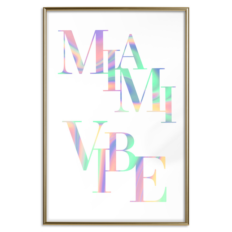Wall Poster Miami Vibe - Holographic Lettering in Pastel-Rainbow Colors 144350 additionalImage 20