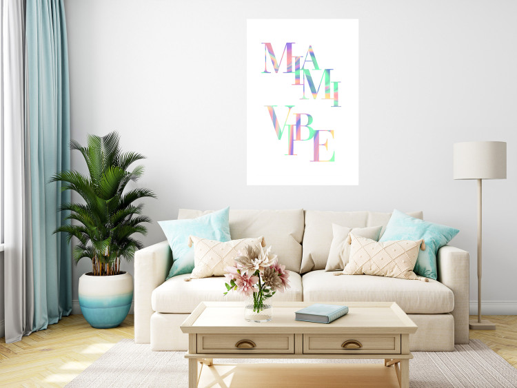 Wall Poster Miami Vibe - Holographic Lettering in Pastel-Rainbow Colors 144350 additionalImage 12