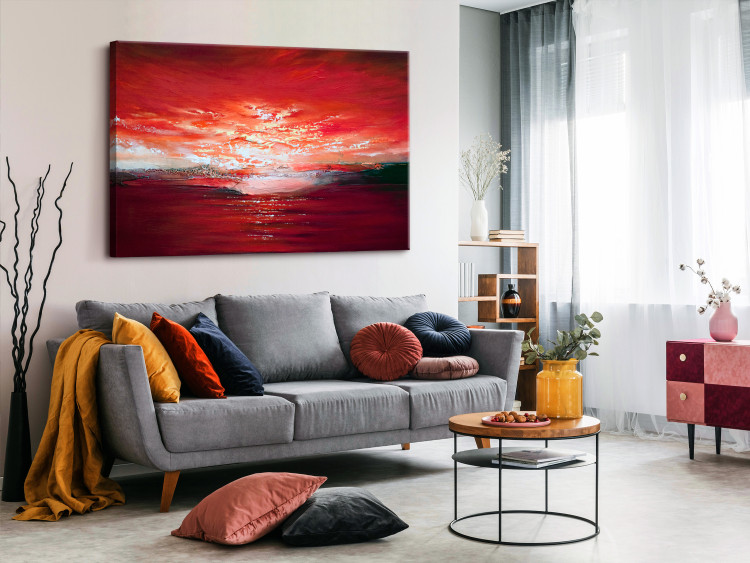 Canvas Print Sunset Over the Sea - Abstract Landscape Painted With Paints 147650 additionalImage 3