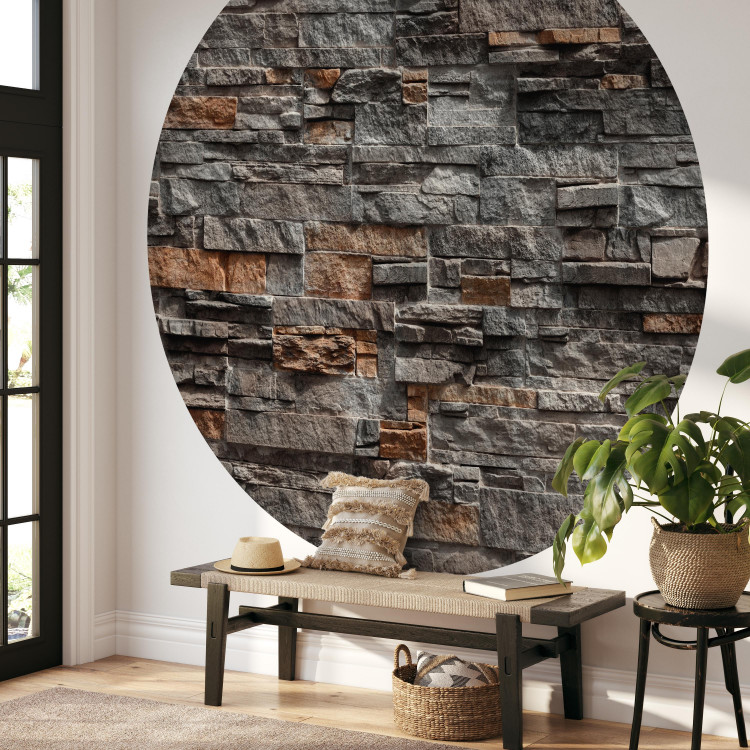 Round wallpaper Decorative Dark Sandstone - Natural Stone Tile Wall 149150 additionalImage 3