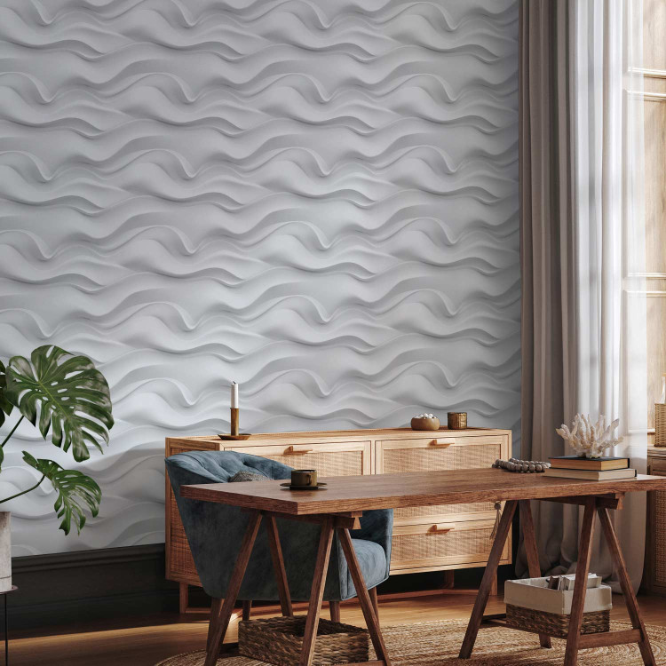 Modern Wallpaper Wavy Pattern - White Spatial Repeating Waves 150050 additionalImage 5