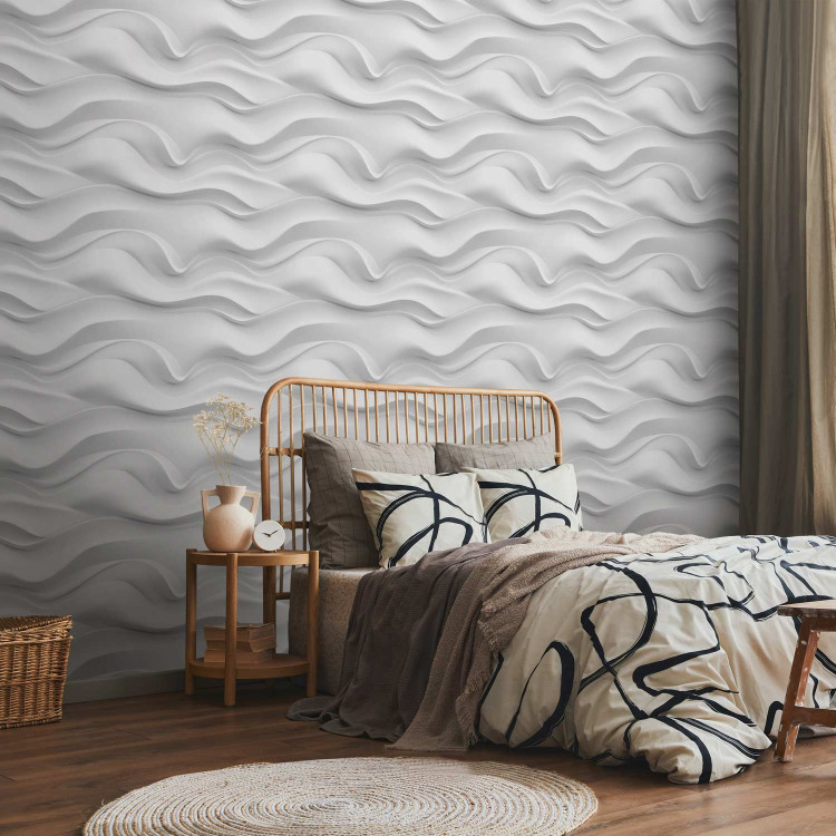 Modern Wallpaper Wavy Pattern - White Spatial Repeating Waves 150050 additionalImage 4