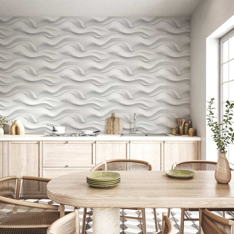 Modern Wallpaper Wavy Pattern - White Spatial Repeating Waves 150050 additionalImage 8