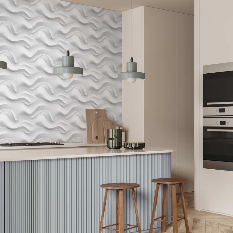 Modern Wallpaper Wavy Pattern - White Spatial Repeating Waves 150050 additionalImage 9