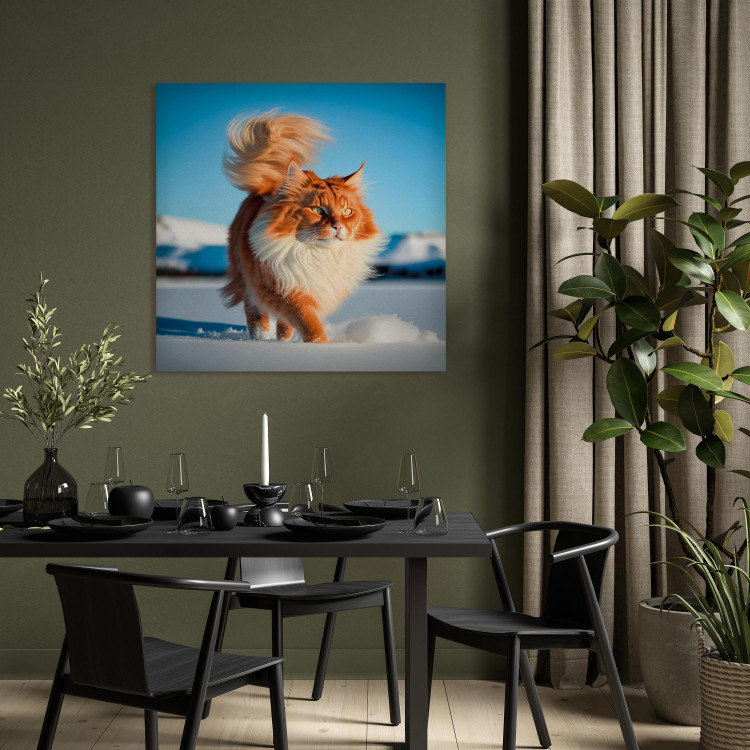 Canvas AI Norwegian Forest Cat - Long Haired Animal Walking on Snow - Square 150150 additionalImage 5