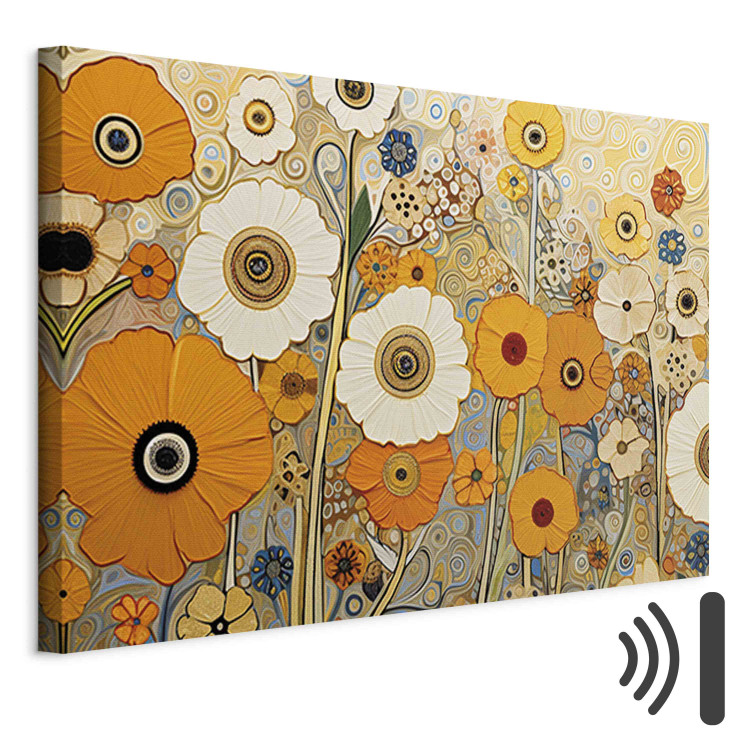 Canvas Art Print Orange Meadow - A Composition of Flowers in the Style of Klimt’s Paintings 151050 additionalImage 8