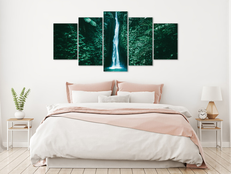 Canvas Art Print Exotic Waterfall - Mountain Stream in the Tropical Jungle 151850 additionalImage 3