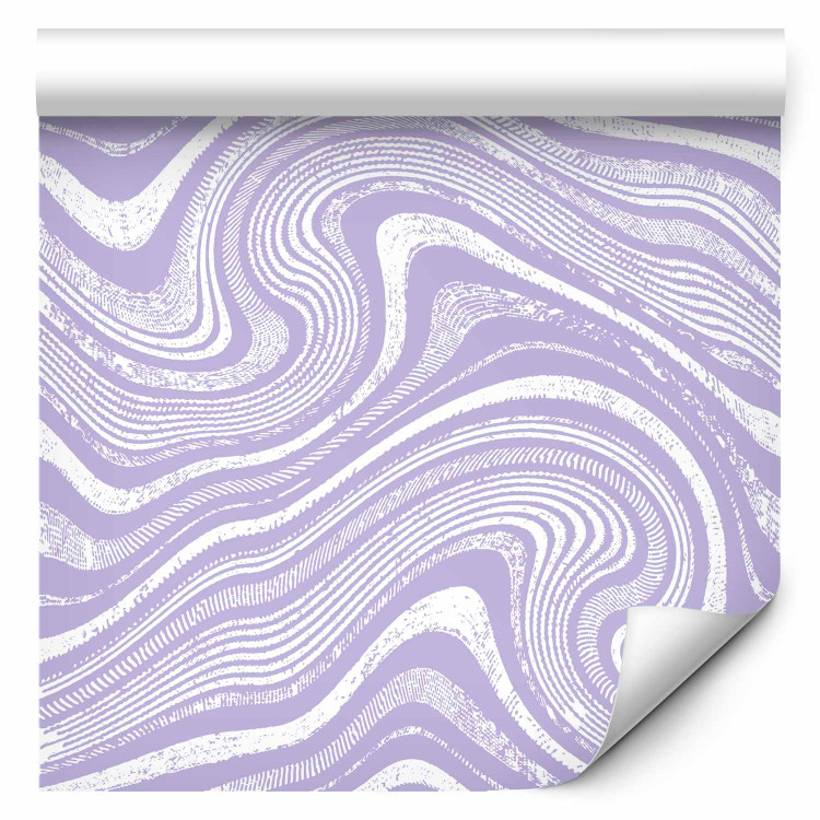 Wallpaper Lavender Linocuts - Abstract Waves in Lavender Shades 160150 additionalImage 1
