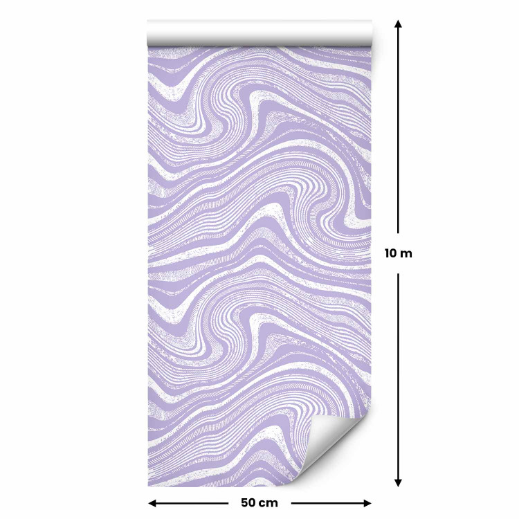 Wallpaper Lavender Linocuts - Abstract Waves in Lavender Shades 160150 additionalImage 2