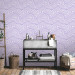 Wallpaper Lavender Linocuts - Abstract Waves in Lavender Shades 160150 additionalThumb 10