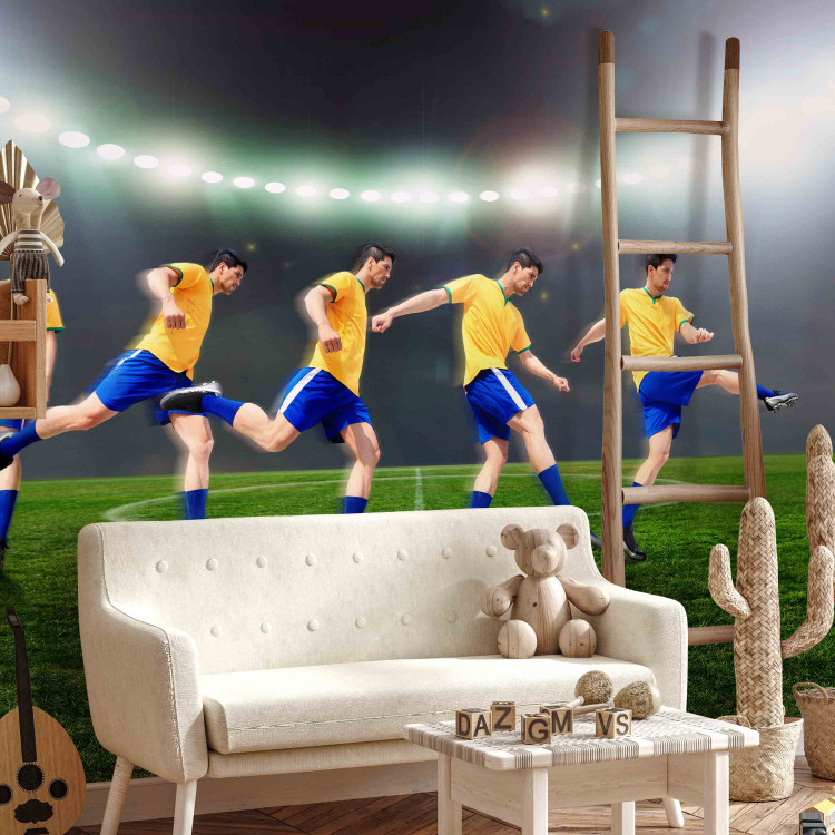 Wall Mural Goal - Brazilian soccer player kicking the ball for a teenager 61150 additionalImage 5