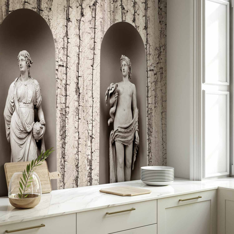 Wall Mural Ancient Greece - three statue figures on a background of white cracked wood 61950 additionalImage 7