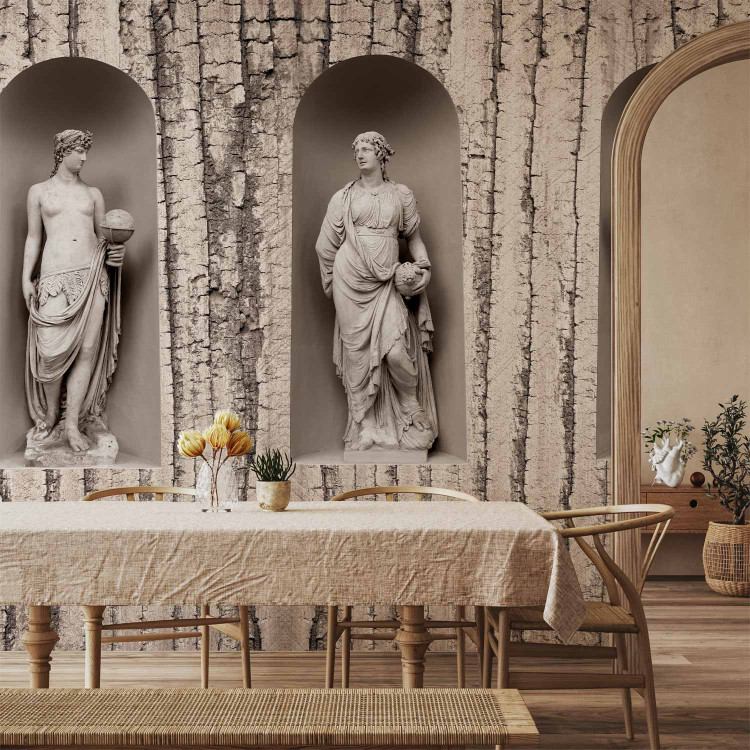 Wall Mural Ancient Greece - three statue figures on a background of white cracked wood 61950 additionalImage 6