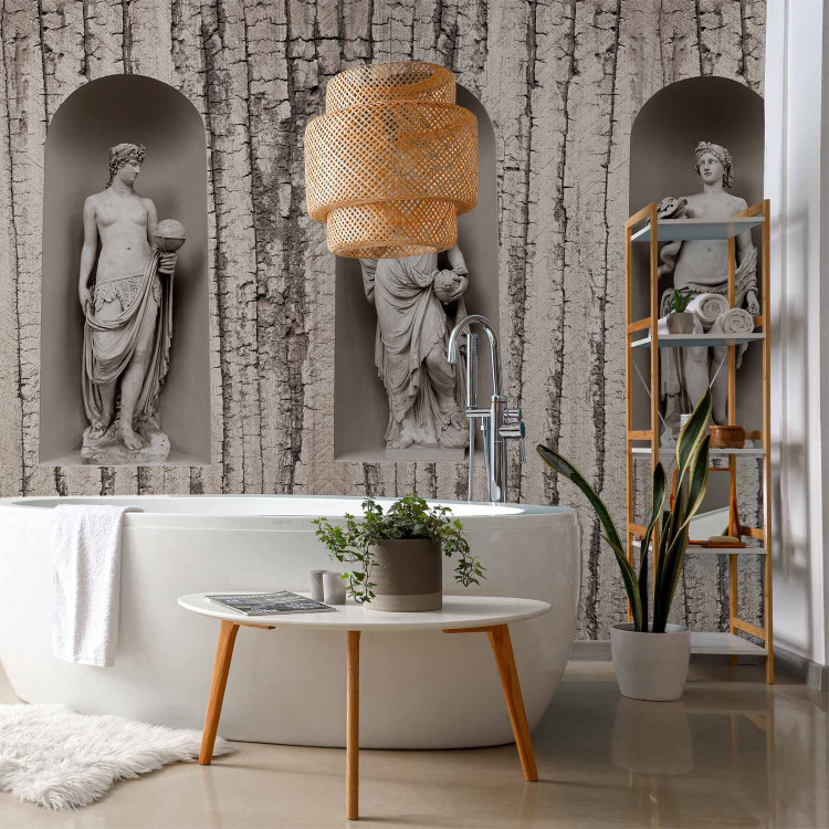Wall Mural Ancient Greece - three statue figures on a background of white cracked wood 61950 additionalImage 8