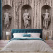 Wall Mural Ancient Greece - three statue figures on a background of white cracked wood 61950 additionalThumb 2