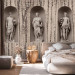 Wall Mural Ancient Greece - three statue figures on a background of white cracked wood 61950