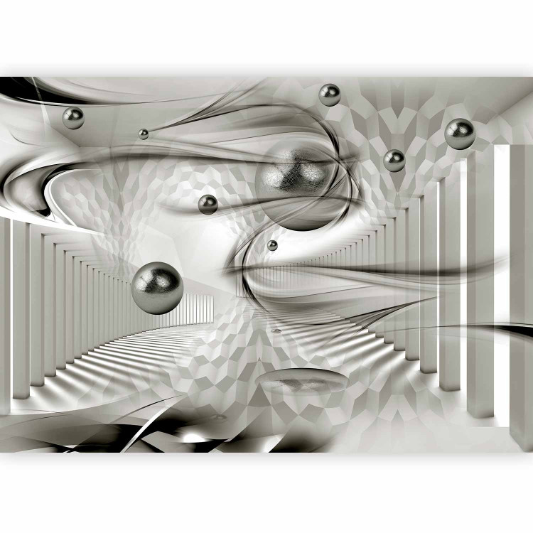 Wall Mural Modern geometry - spatial abstraction with silver spheres 88950 additionalImage 1