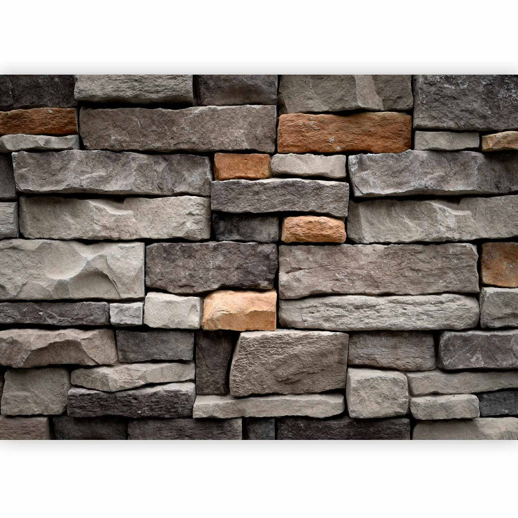 Photo Wallpaper Stone fortress - textured grey and brown stone blocks 91350 additionalImage 1