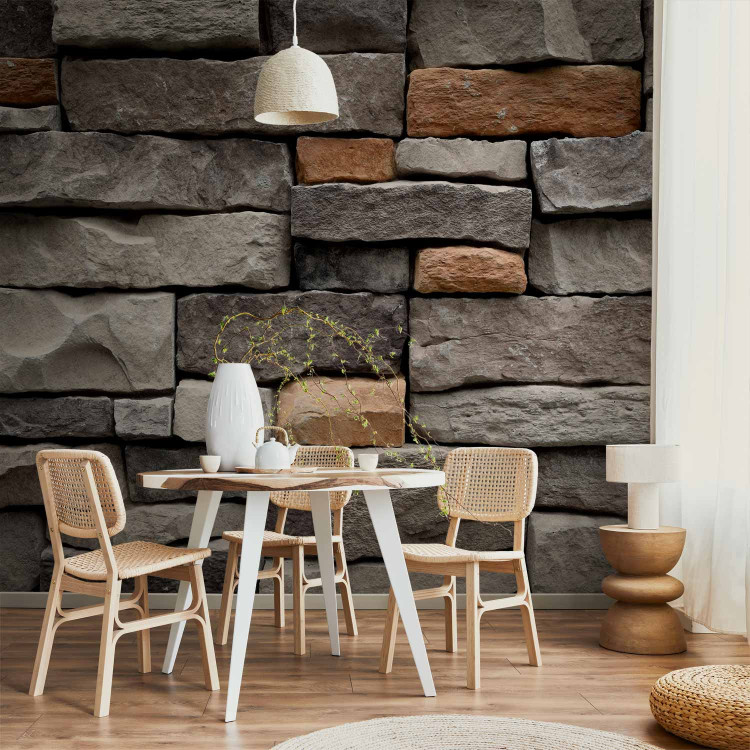 Photo Wallpaper Stone fortress - textured grey and brown stone blocks 91350 additionalImage 6