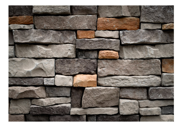 Photo Wallpaper Stone fortress - textured grey and brown stone blocks 91350 additionalImage 1