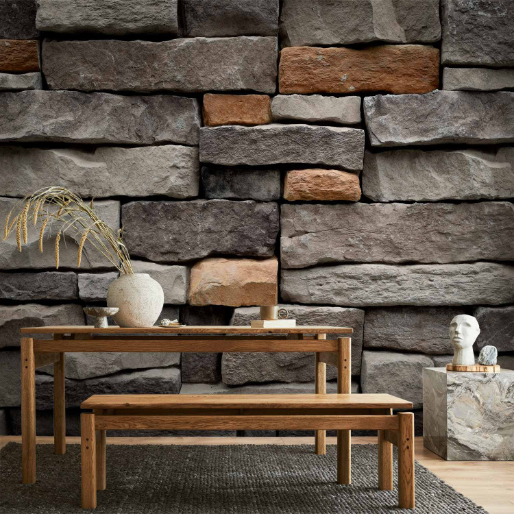 Photo Wallpaper Stone fortress - textured grey and brown stone blocks 91350 additionalImage 4